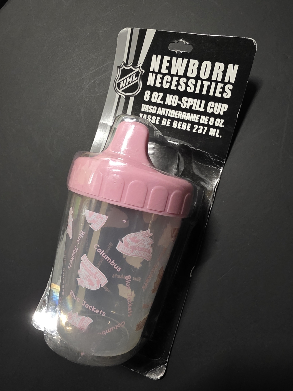 NHL Pink and Clear Newborn No-Spill Baby Cup